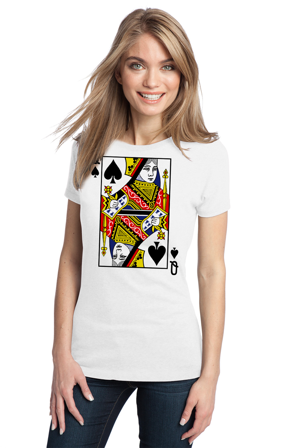 QUEEN OF SPADES Adult Ladies' Tshirt. Card Costume Tee Shirt, Magic